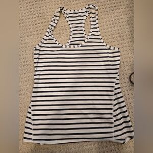 Athleta Striped Navy and White Women's Tank Top